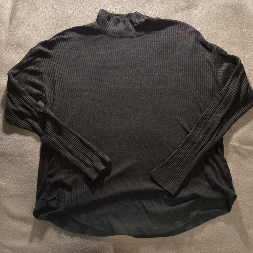 Rachel Zoe Black Ribbed Turtkeneck Top